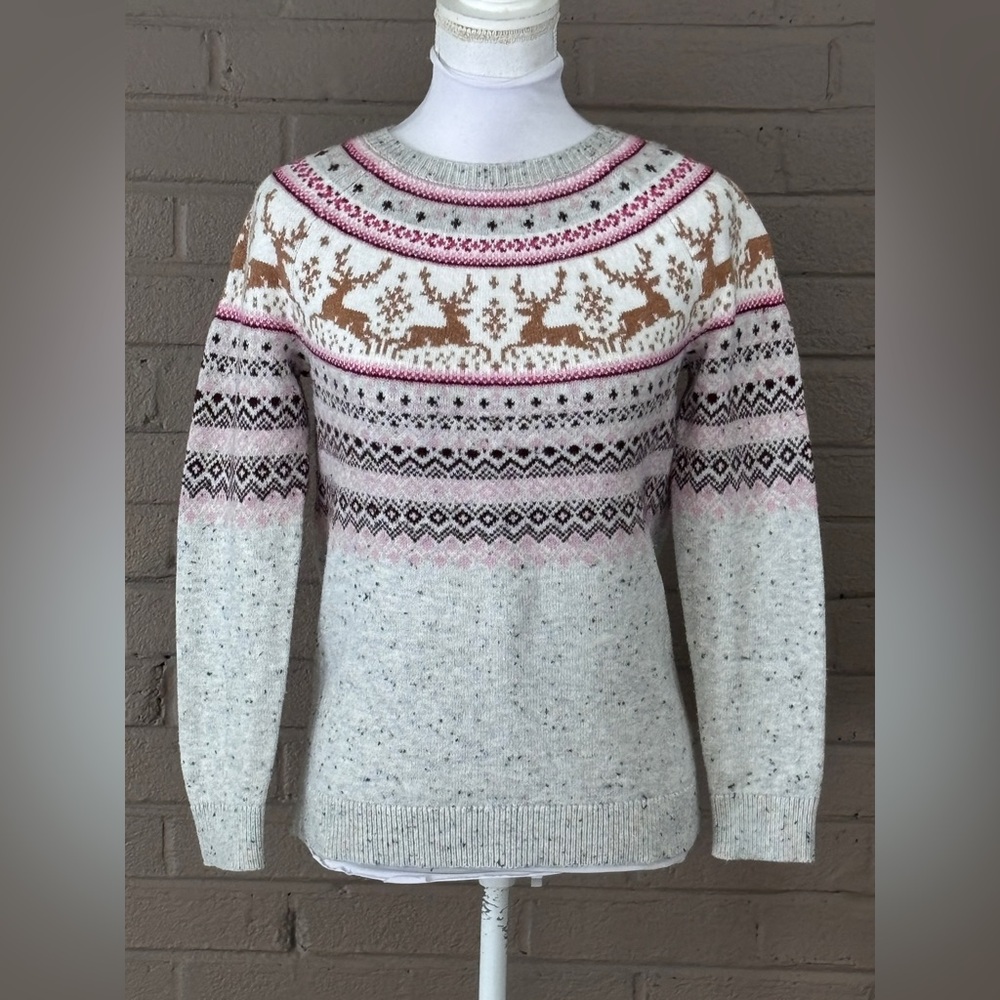 Talbots Holiday Reindeer Sweater S petite